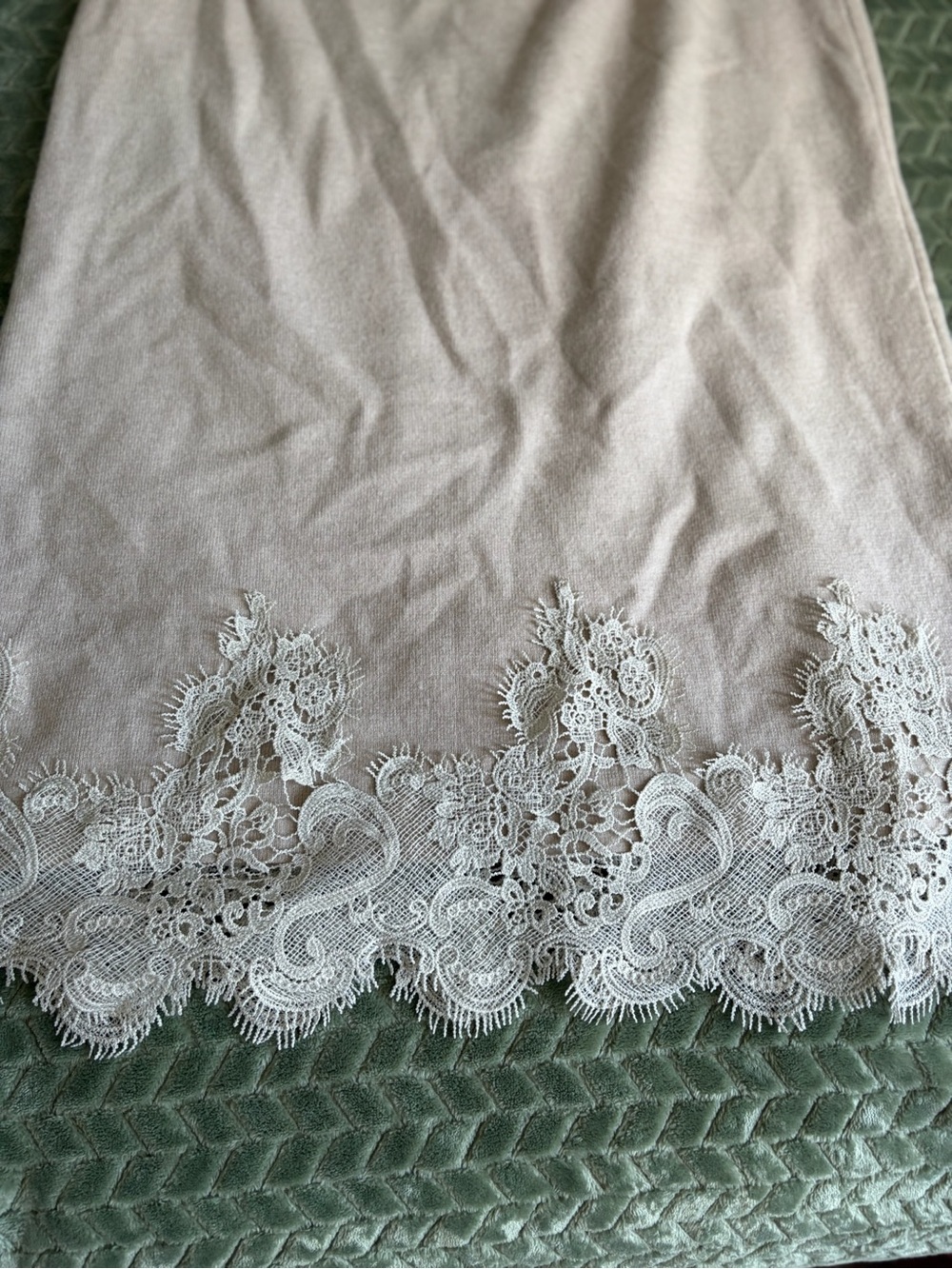 Taupe Lace-Trim Midi Skirt - Picture 3 of 4